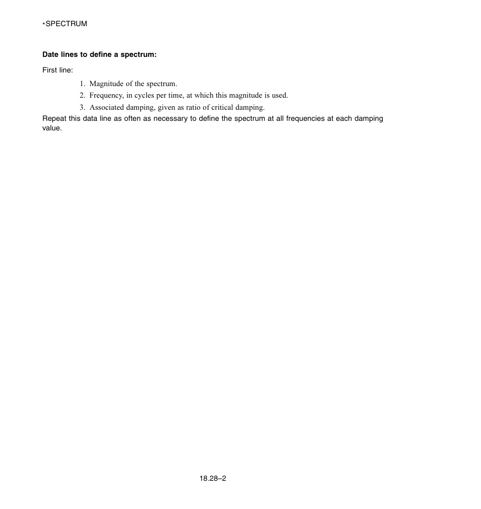 Date lines to define a spectrum | ABAQUS Volume II: I–Z User Manual | Page 454 / 628