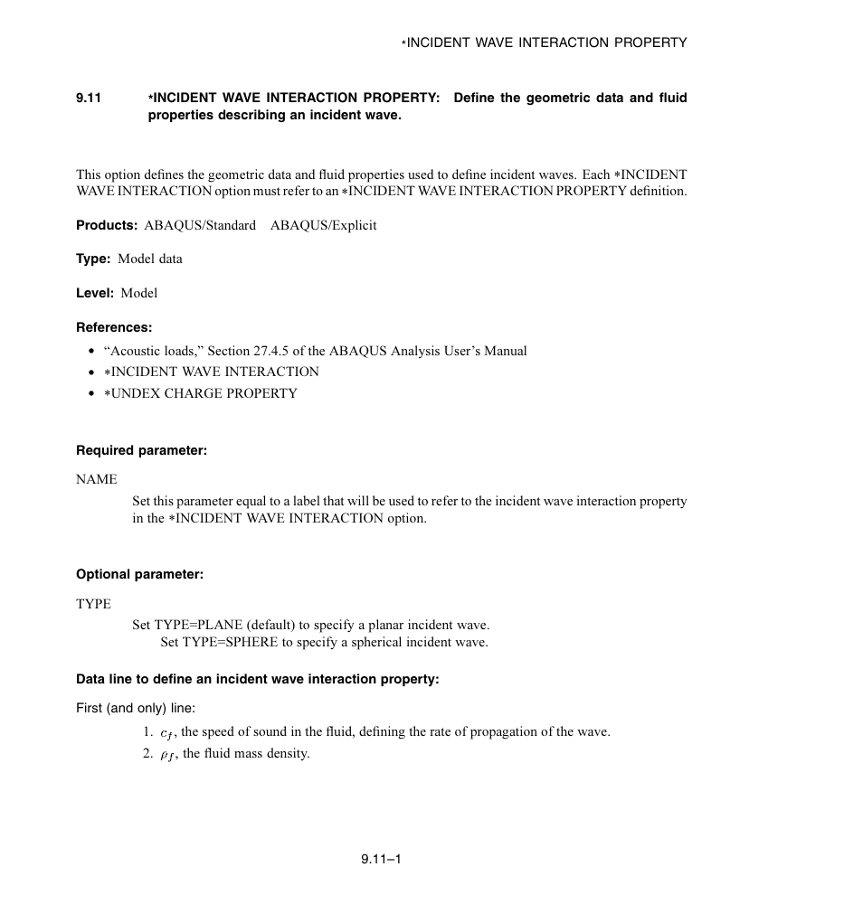 Required parameter, Optional parameter | ABAQUS Volume II: I–Z User Manual | Page 47 / 628