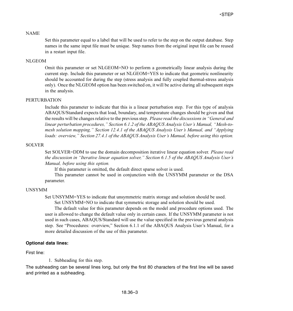 Optional data lines | ABAQUS Volume II: I–Z User Manual | Page 479 / 628