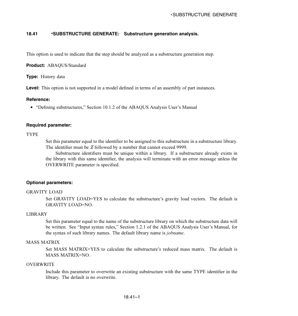 Required parameter, Optional parameters | ABAQUS Volume II: I–Z User Manual | Page 489 / 628