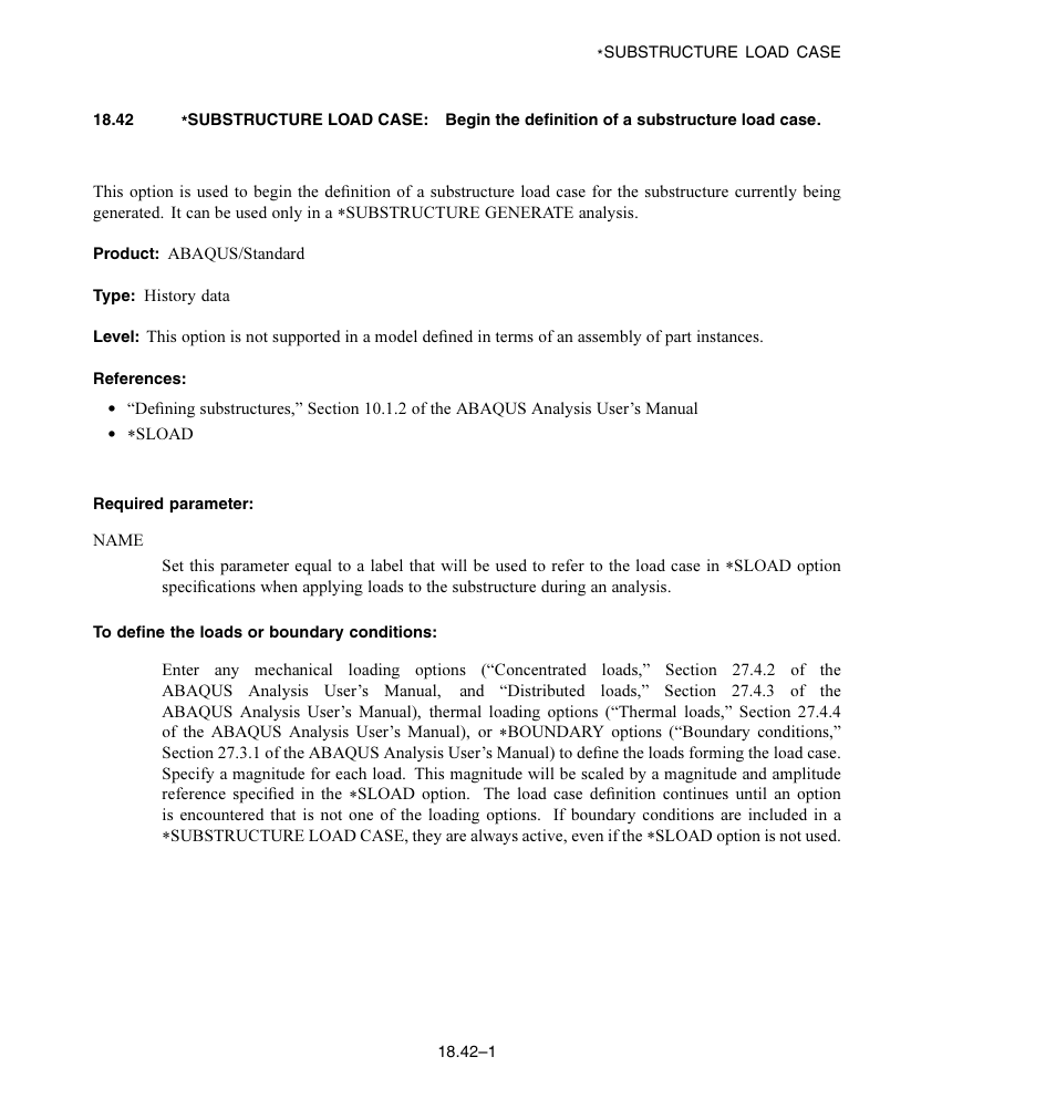 Required parameter, To define the loads or boundary conditions | ABAQUS Volume II: I–Z User Manual | Page 491 / 628