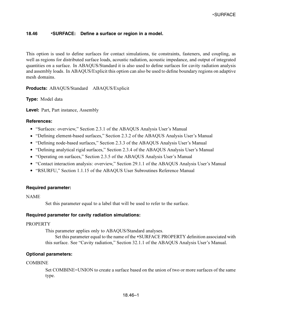 Required parameter, Optional parameters | ABAQUS Volume II: I–Z User Manual | Page 501 / 628