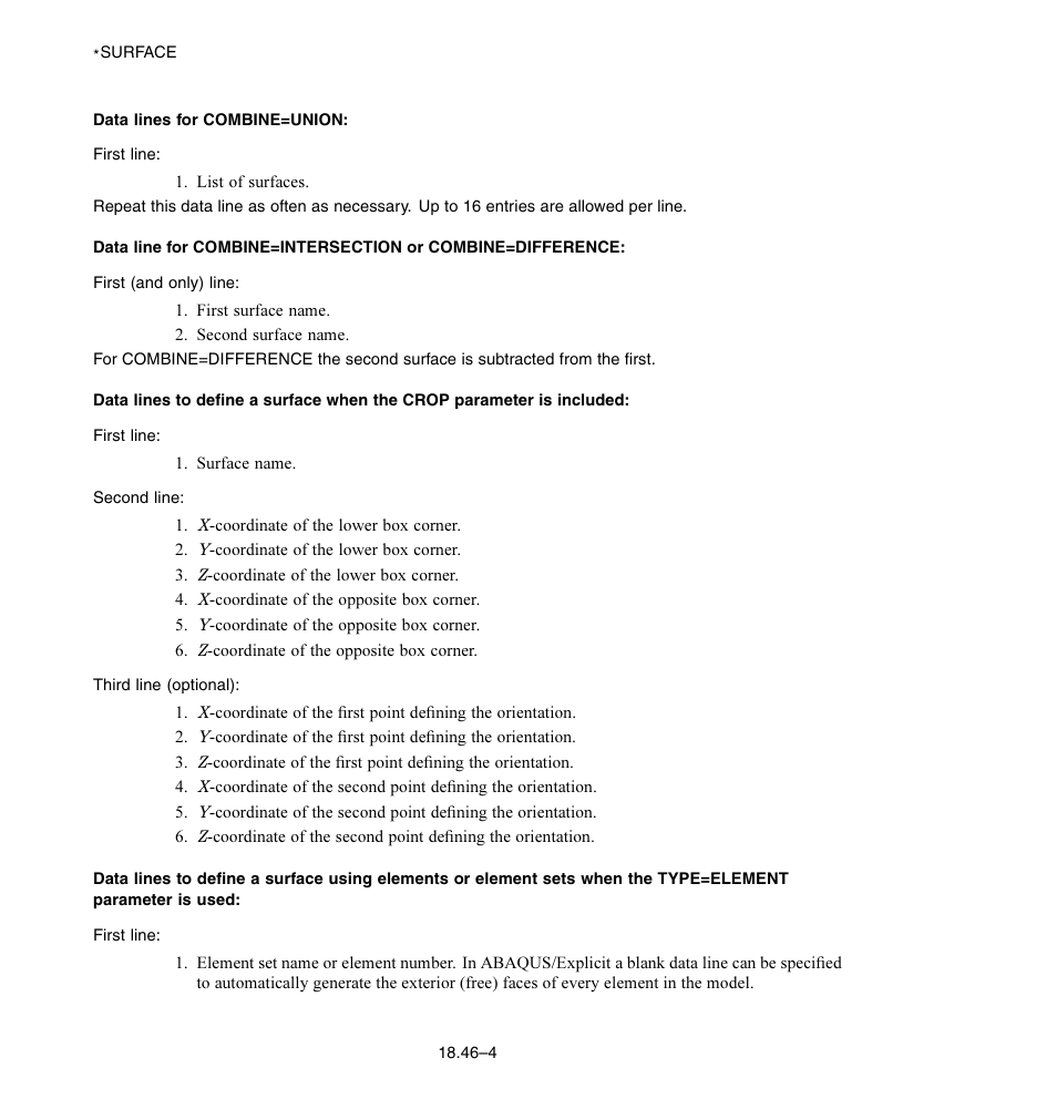 Data lines for combine = union | ABAQUS Volume II: I–Z User Manual | Page 504 / 628