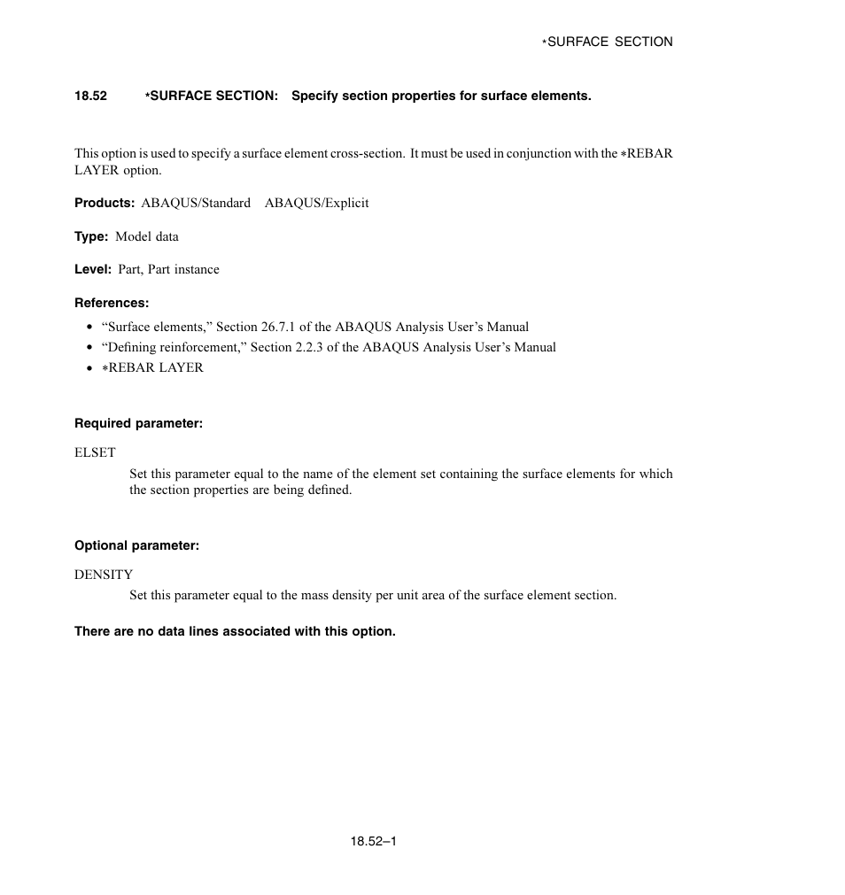 Required parameter, Optional parameter | ABAQUS Volume II: I–Z User Manual | Page 527 / 628