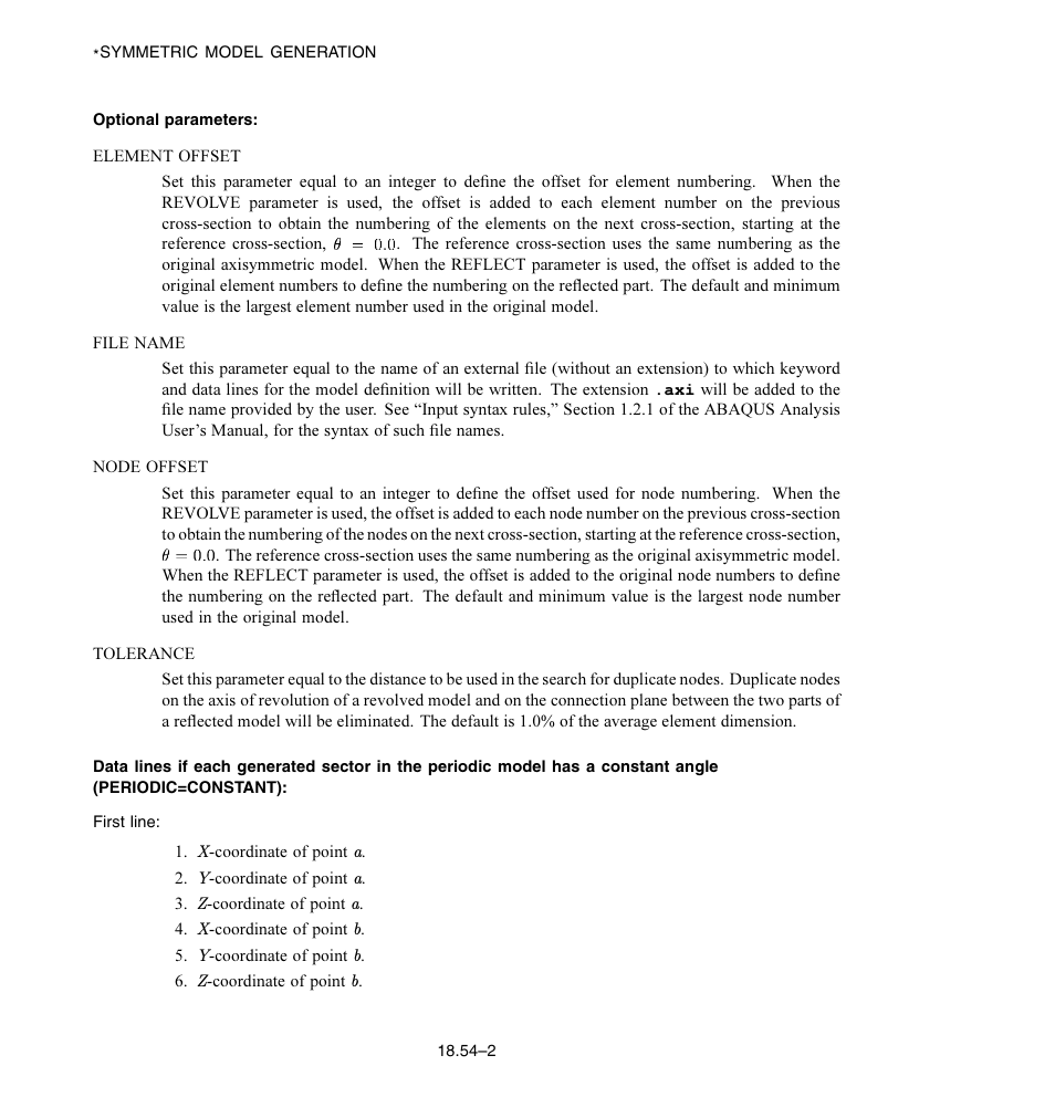 Optional parameters | ABAQUS Volume II: I–Z User Manual | Page 532 / 628