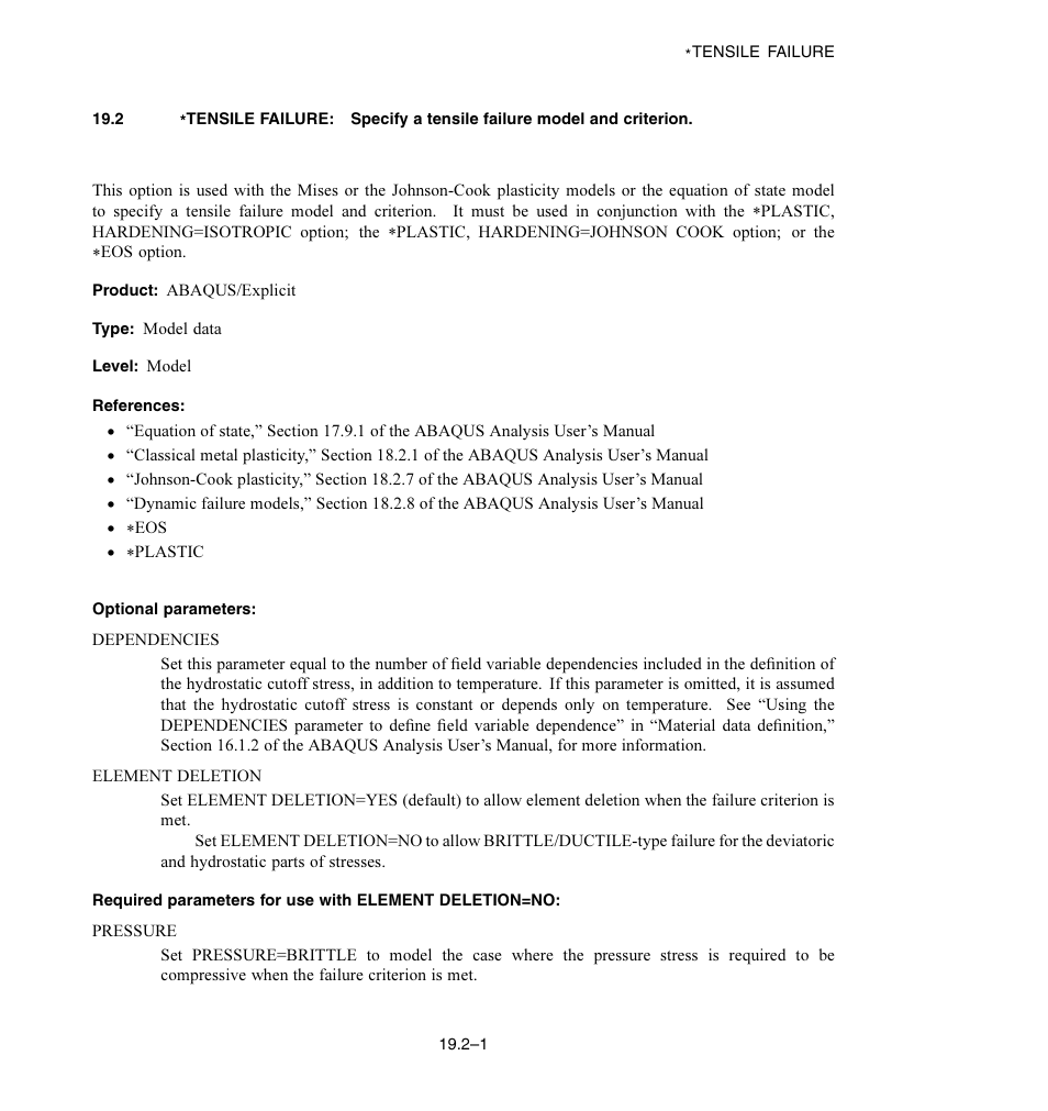 Optional parameters | ABAQUS Volume II: I–Z User Manual | Page 551 / 628