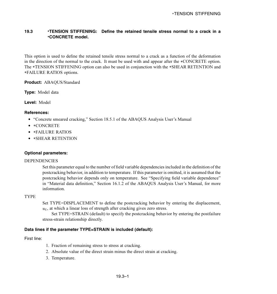 Optional parameters | ABAQUS Volume II: I–Z User Manual | Page 553 / 628