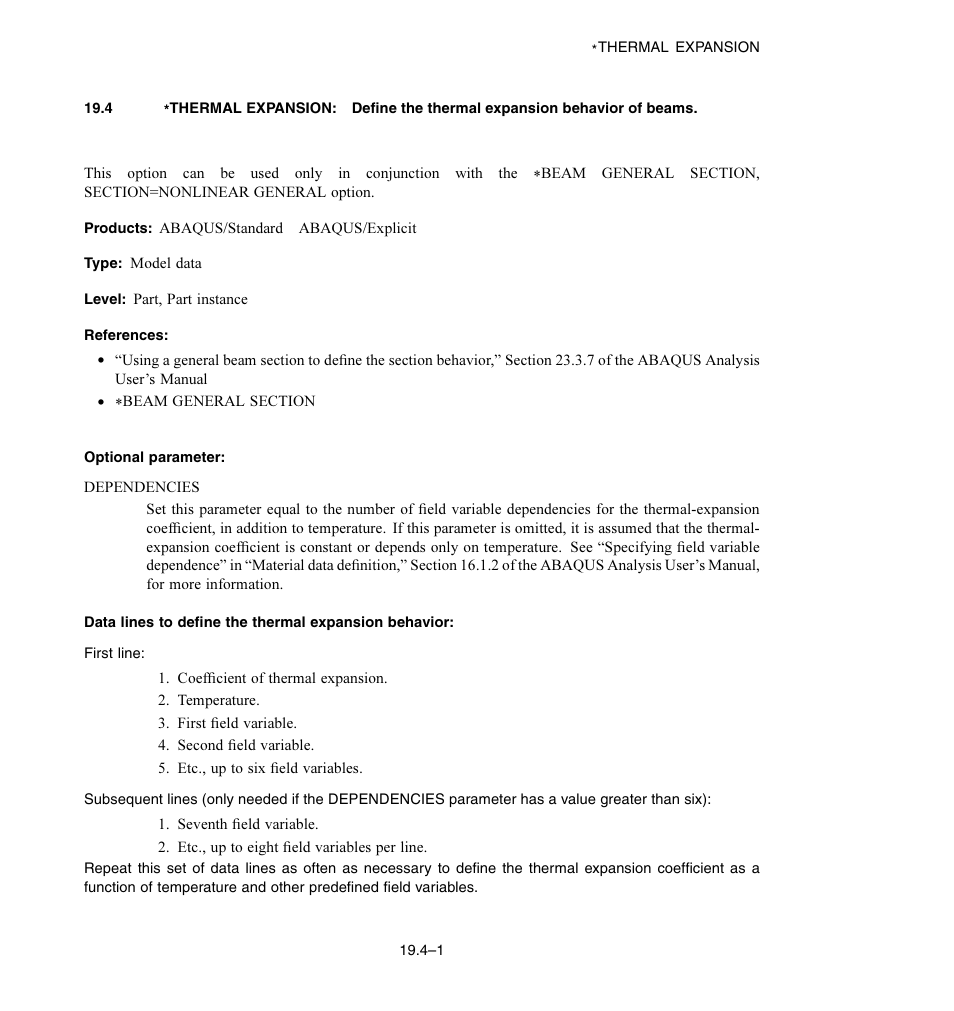 Optional parameter | ABAQUS Volume II: I–Z User Manual | Page 555 / 628