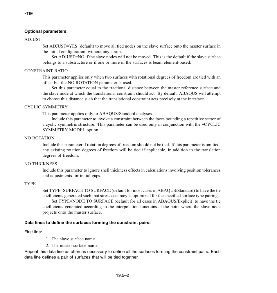 Optional parameters | ABAQUS Volume II: I–Z User Manual | Page 558 / 628