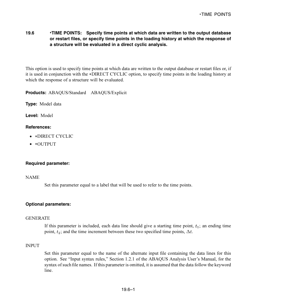 Required parameter, Optional parameters | ABAQUS Volume II: I–Z User Manual | Page 559 / 628