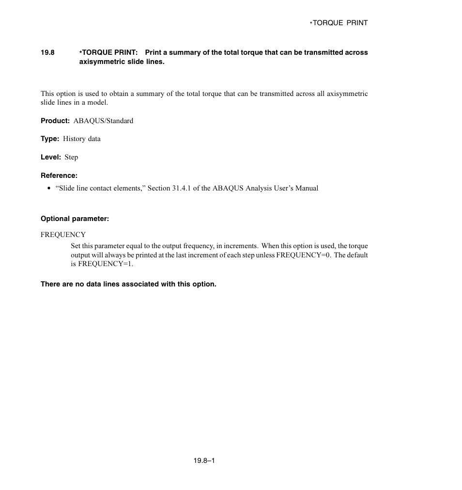 Optional parameter | ABAQUS Volume II: I–Z User Manual | Page 563 / 628
