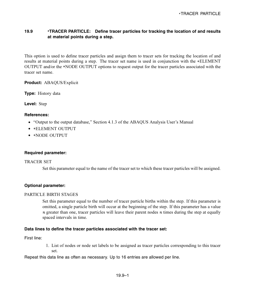 Required parameter, Optional parameter | ABAQUS Volume II: I–Z User Manual | Page 565 / 628