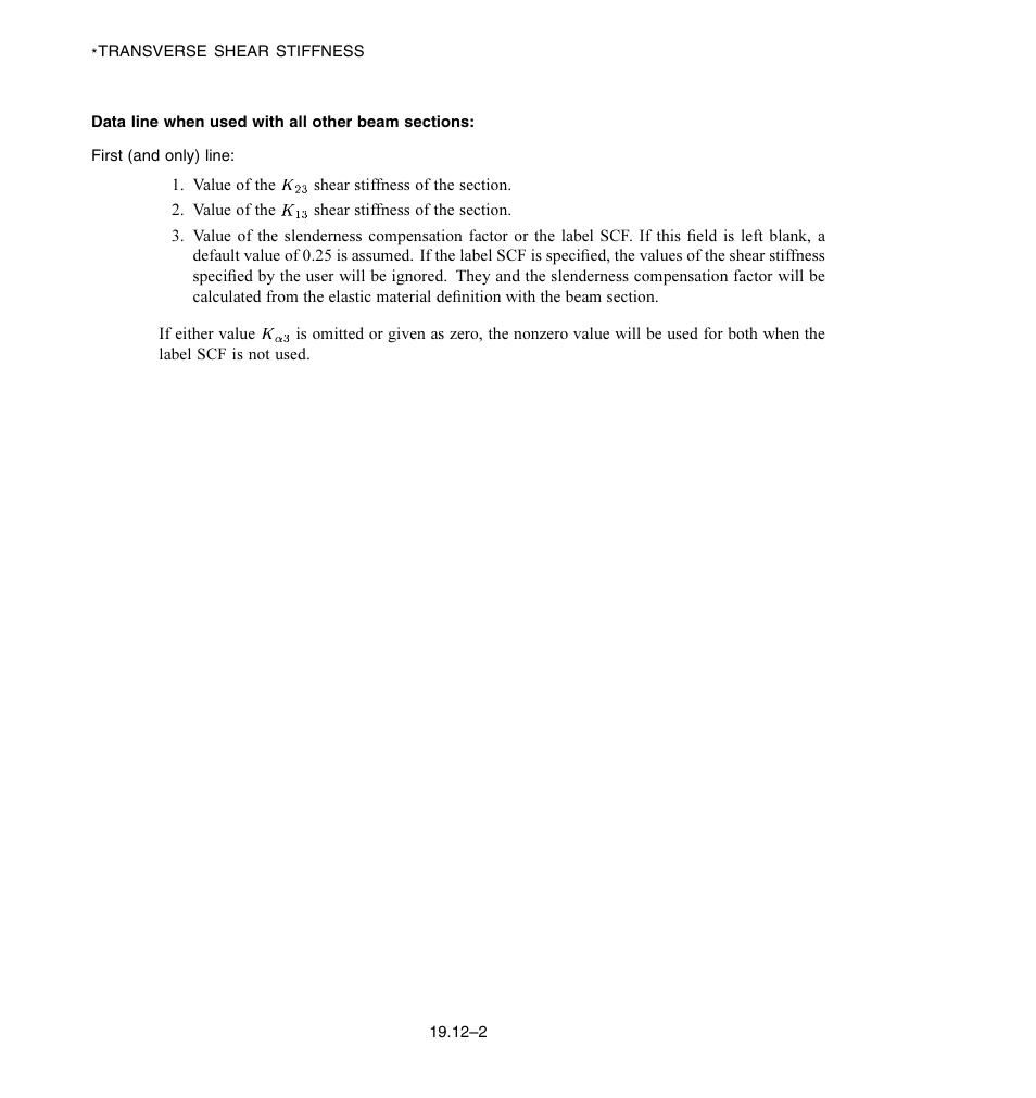 Data line when used with all other beam sections | ABAQUS Volume II: I–Z User Manual | Page 574 / 628