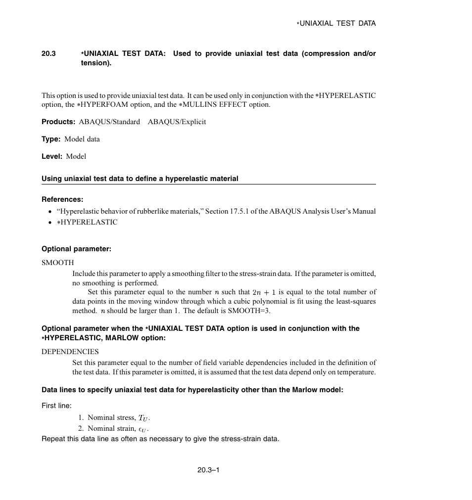 Optional parameter | ABAQUS Volume II: I–Z User Manual | Page 585 / 628