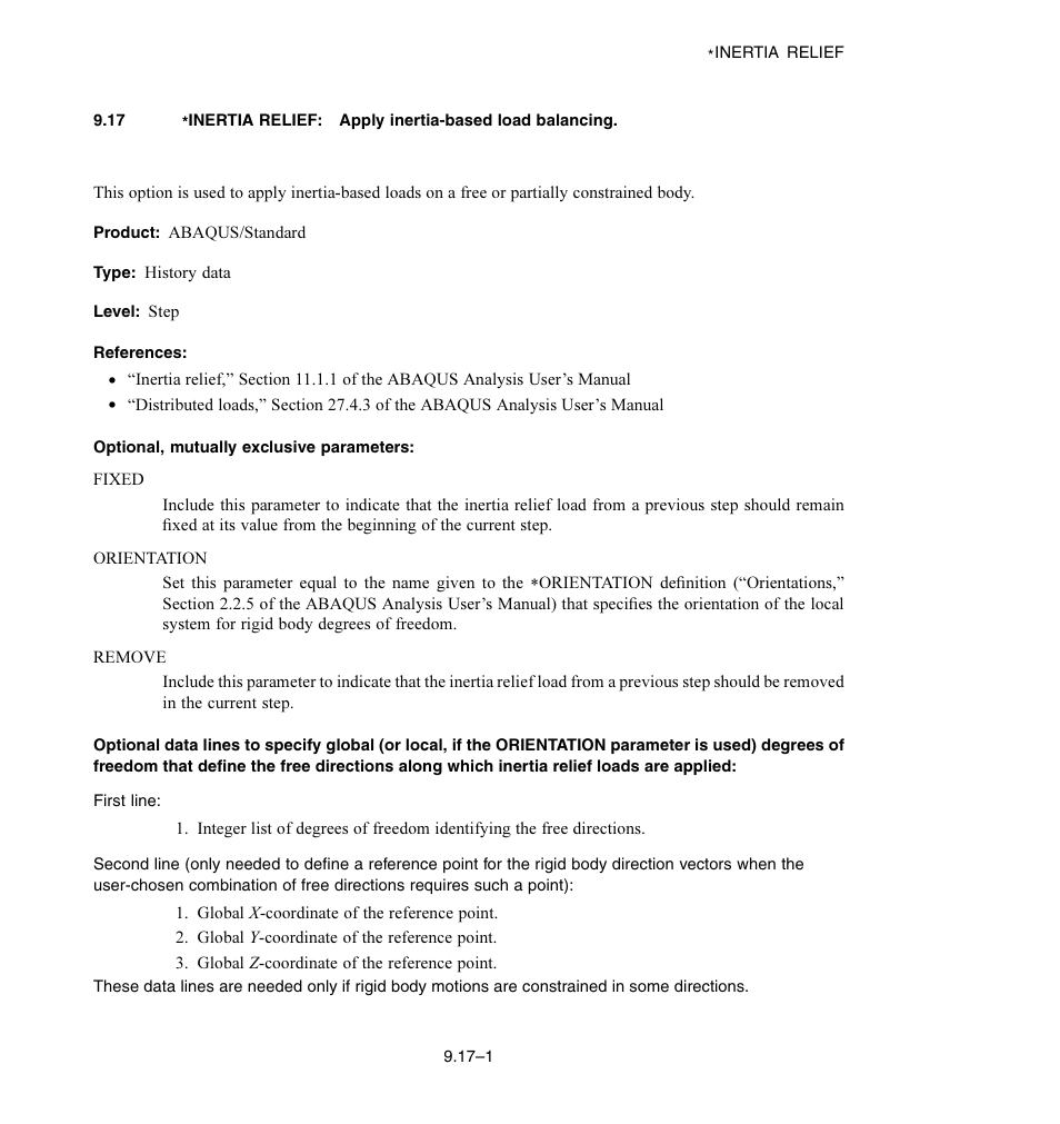 Optional, mutually exclusive parameters | ABAQUS Volume II: I–Z User Manual | Page 59 / 628