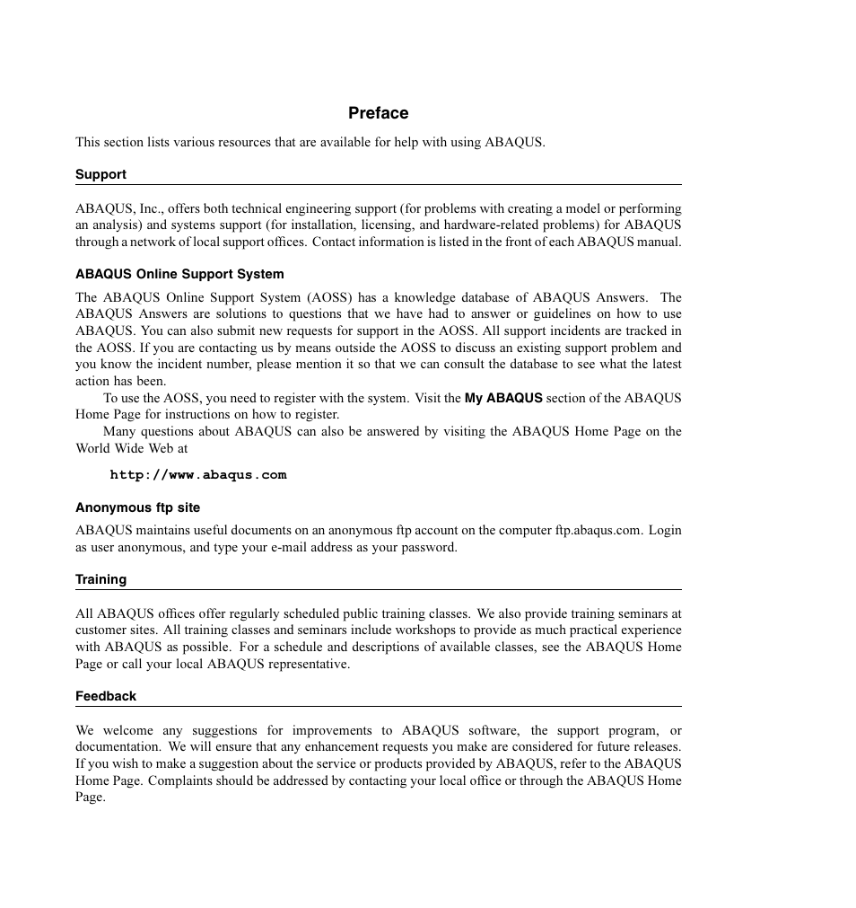 Preface | ABAQUS Volume II: I–Z User Manual | Page 6 / 628