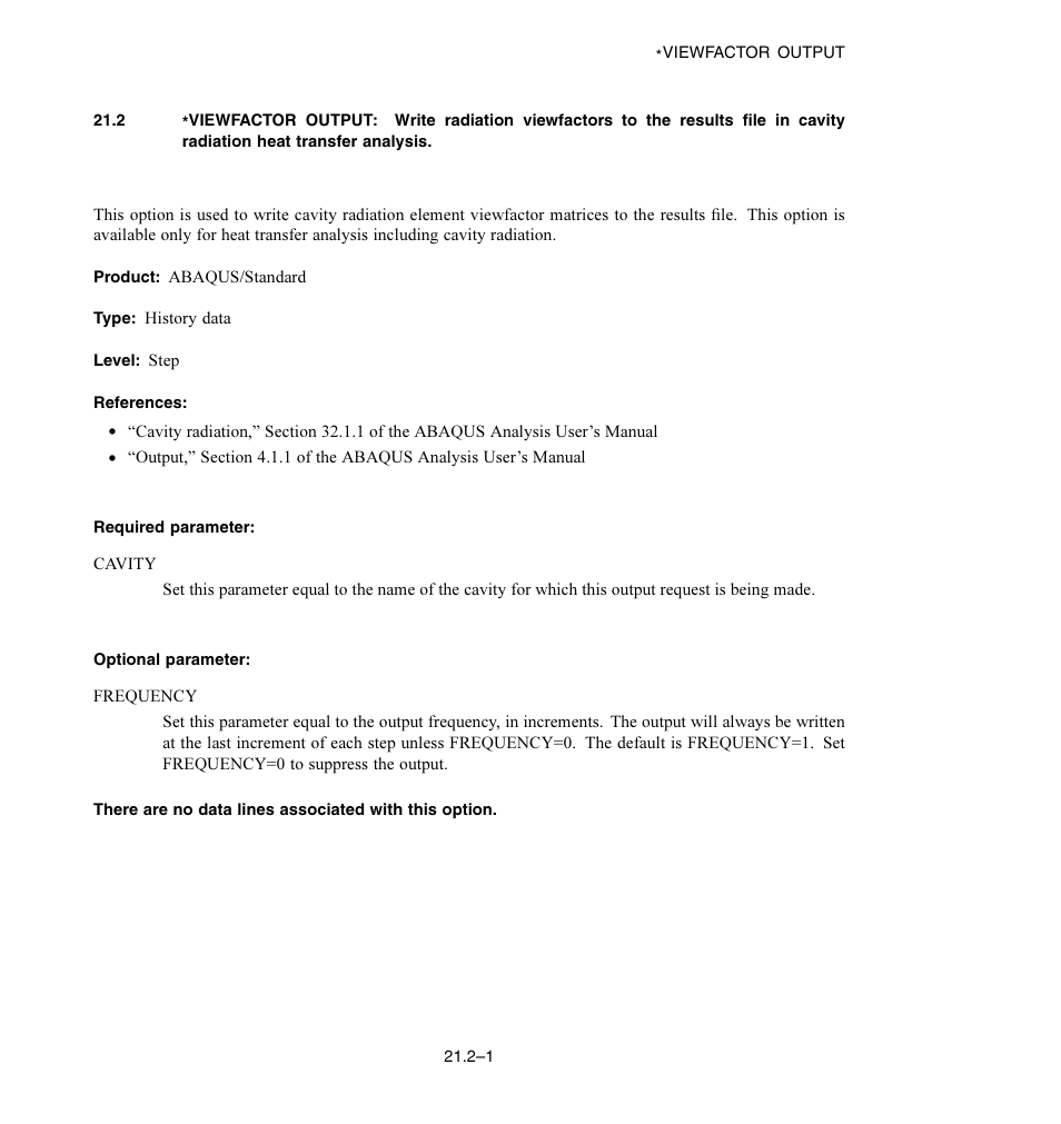 Required parameter, Optional parameter | ABAQUS Volume II: I–Z User Manual | Page 603 / 628