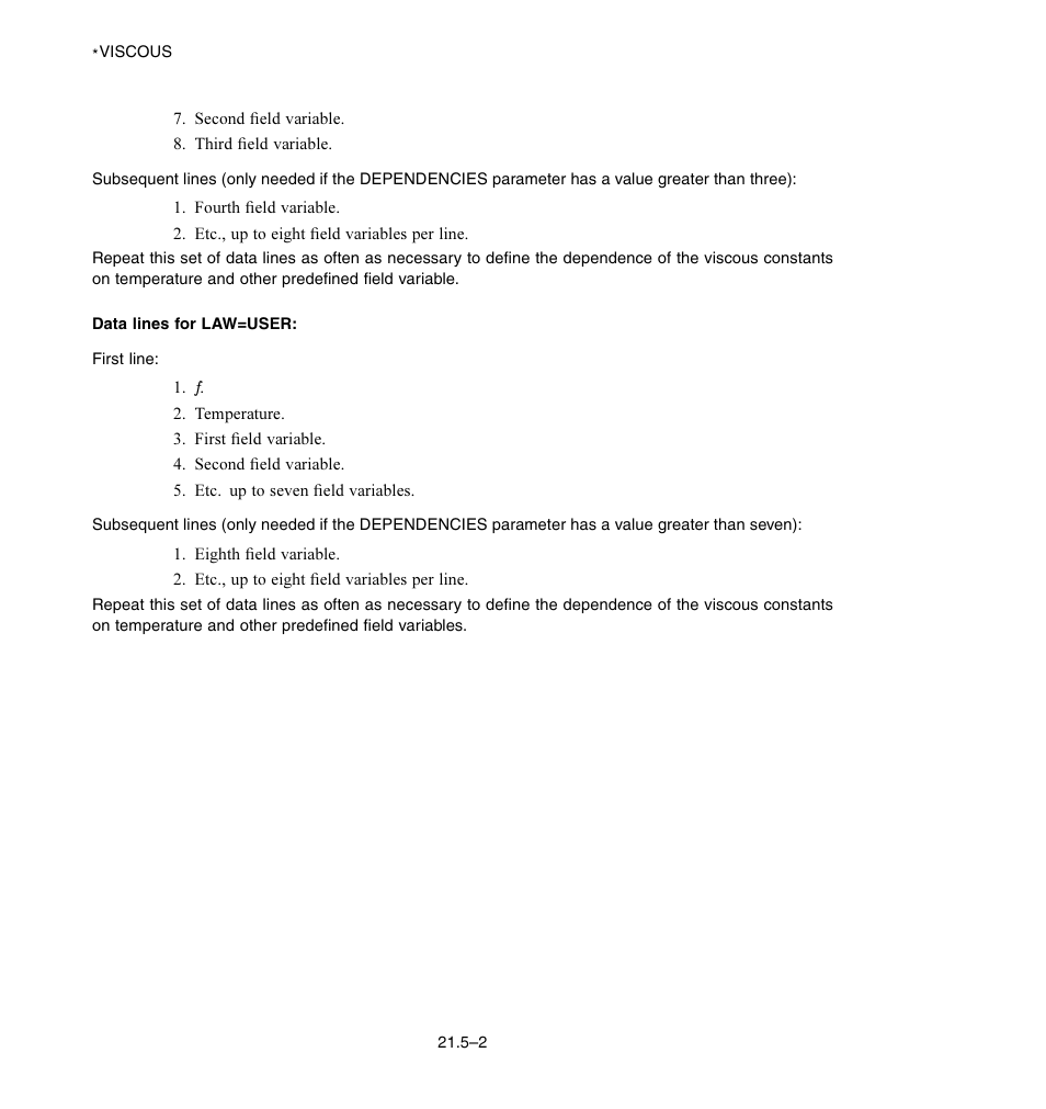 Data lines for law = user | ABAQUS Volume II: I–Z User Manual | Page 614 / 628