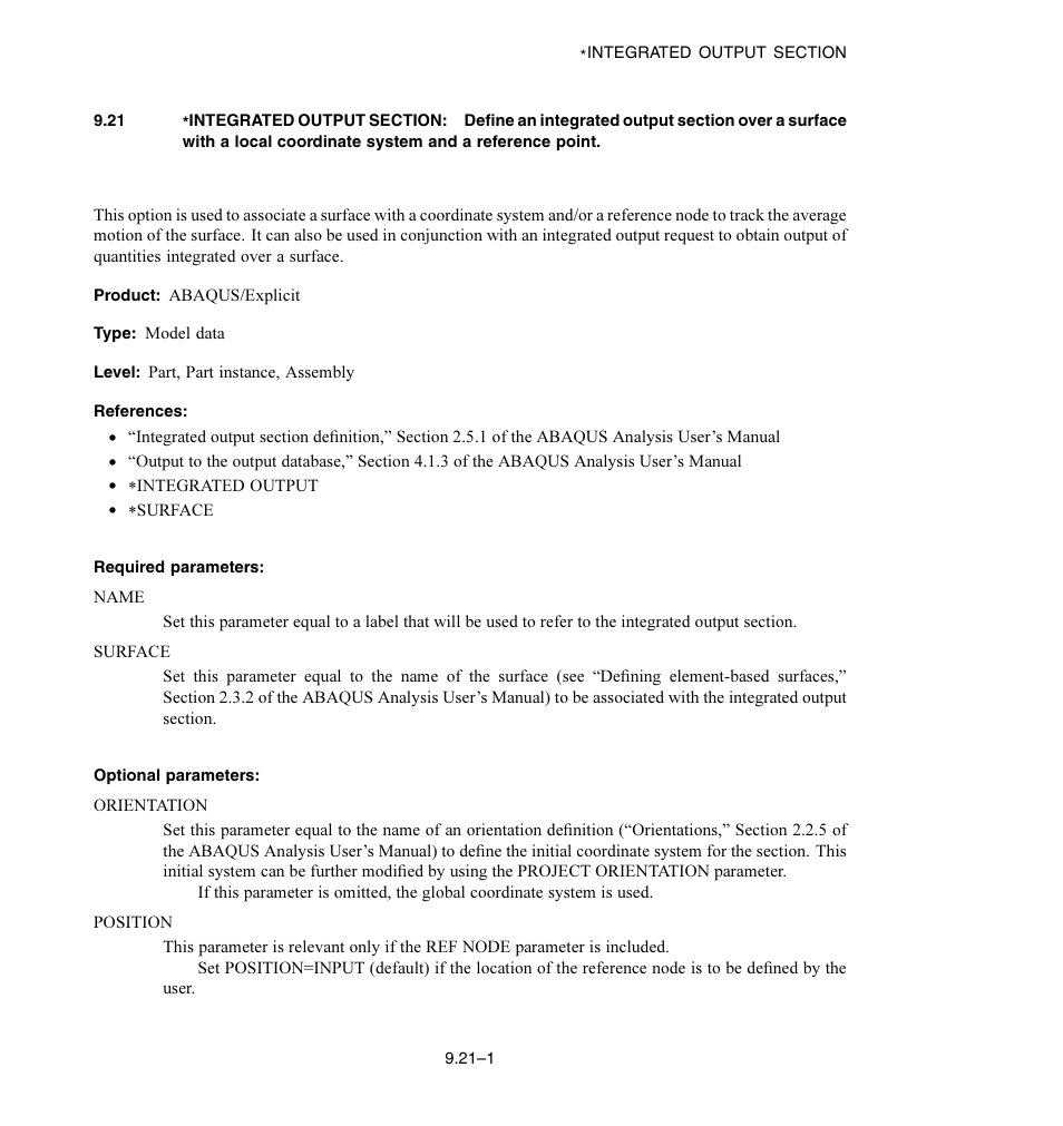 Required parameters, Optional parameters | ABAQUS Volume II: I–Z User Manual | Page 85 / 628