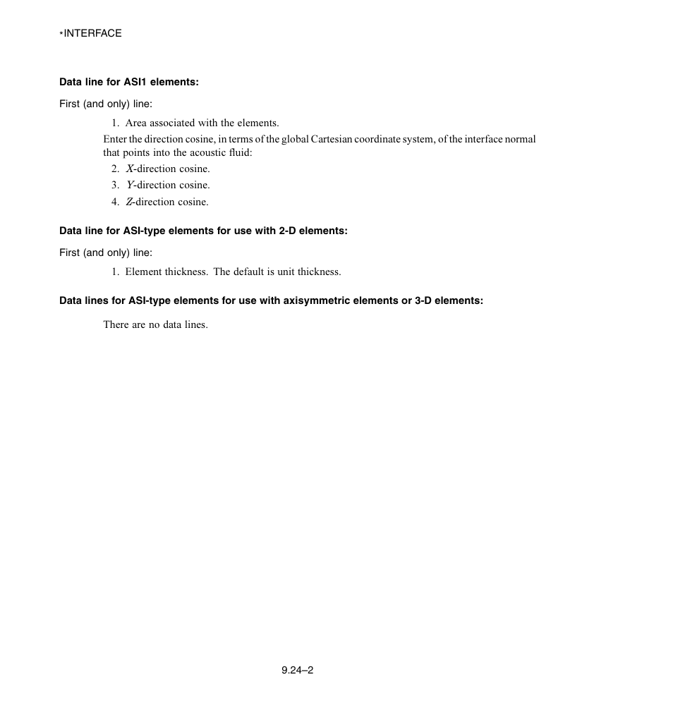 Data line for asi1 elements | ABAQUS Volume II: I–Z User Manual | Page 92 / 628