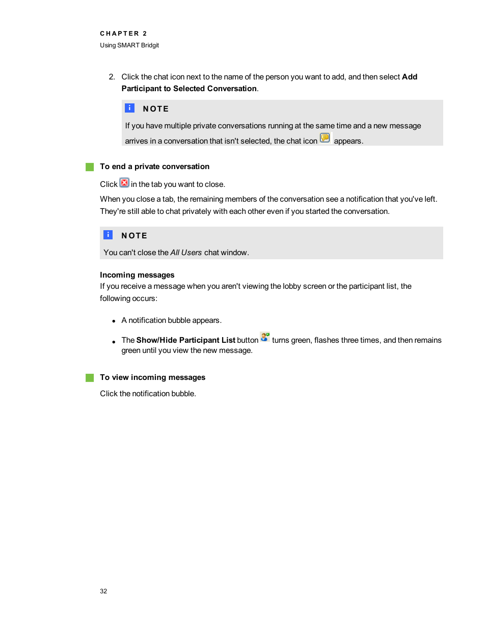 Incoming messages | Smart Technologies Bridgit 4.5 User Manual | Page 34 / 62