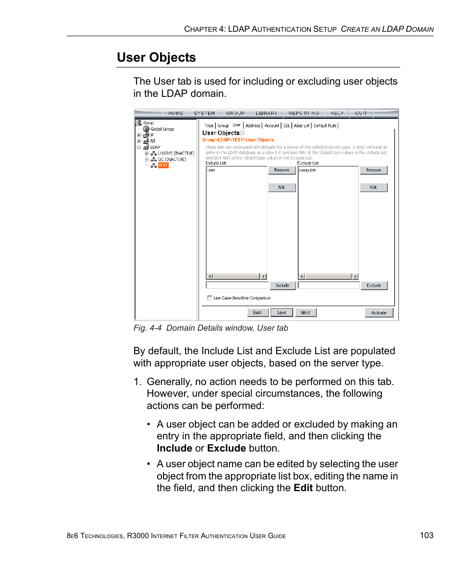 User objects | 8e6 Technologies Enterprise Filter Authentication R3000 User Manual | Page 117 / 333