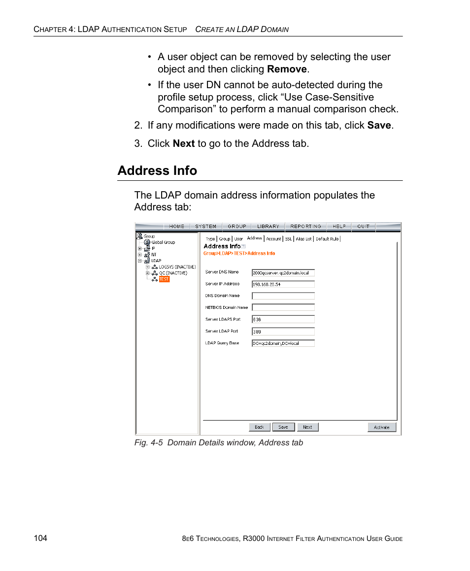 Address info | 8e6 Technologies Enterprise Filter Authentication R3000 User Manual | Page 118 / 333