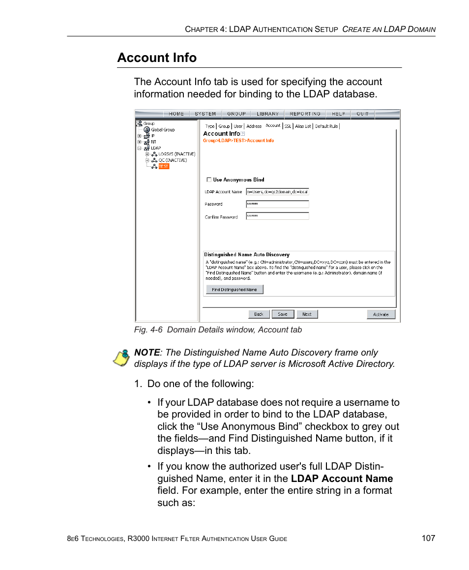 Account info | 8e6 Technologies Enterprise Filter Authentication R3000 User Manual | Page 121 / 333