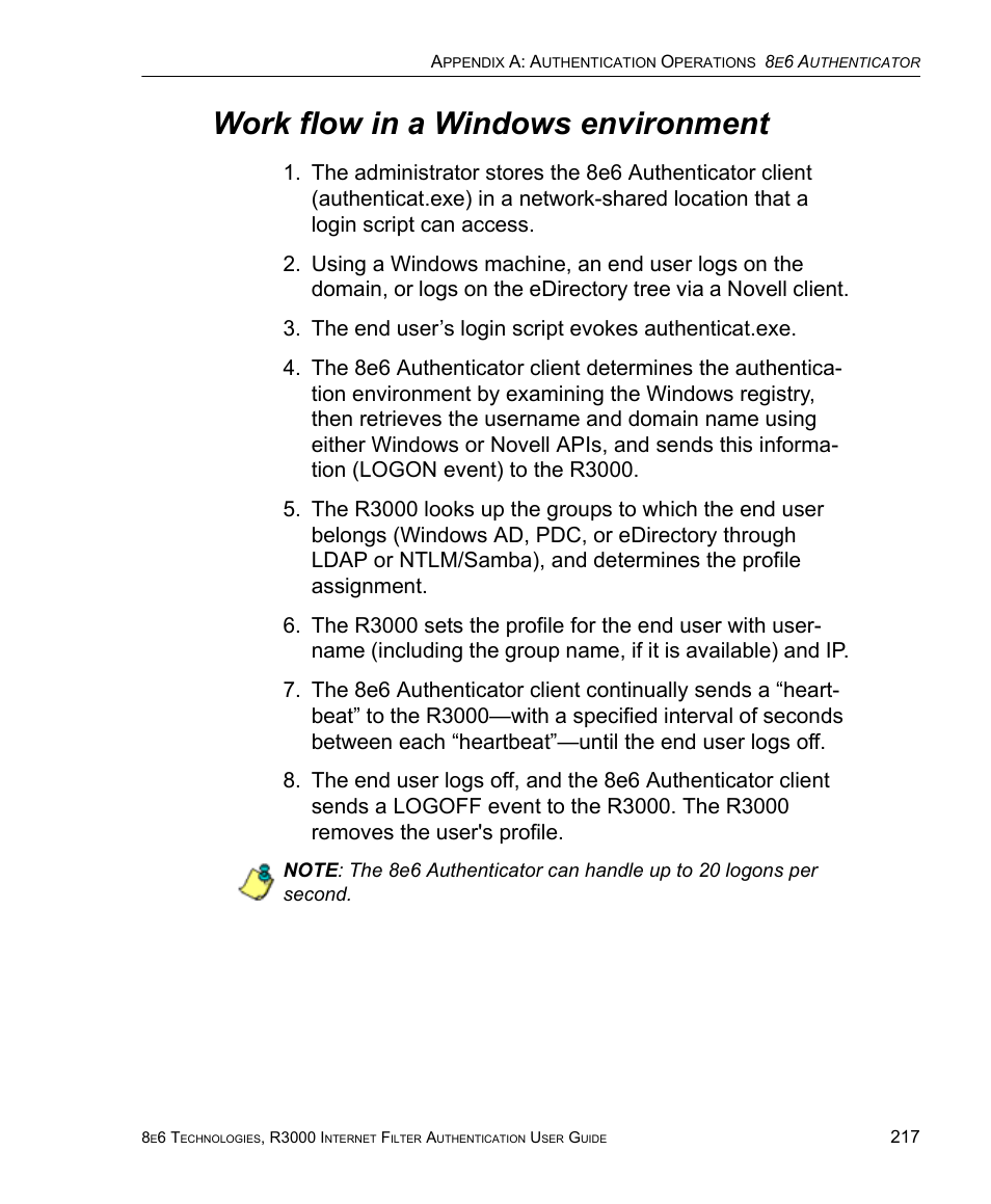 Work flow in a windows environment | 8e6 Technologies Enterprise Filter Authentication R3000 User Manual | Page 231 / 333