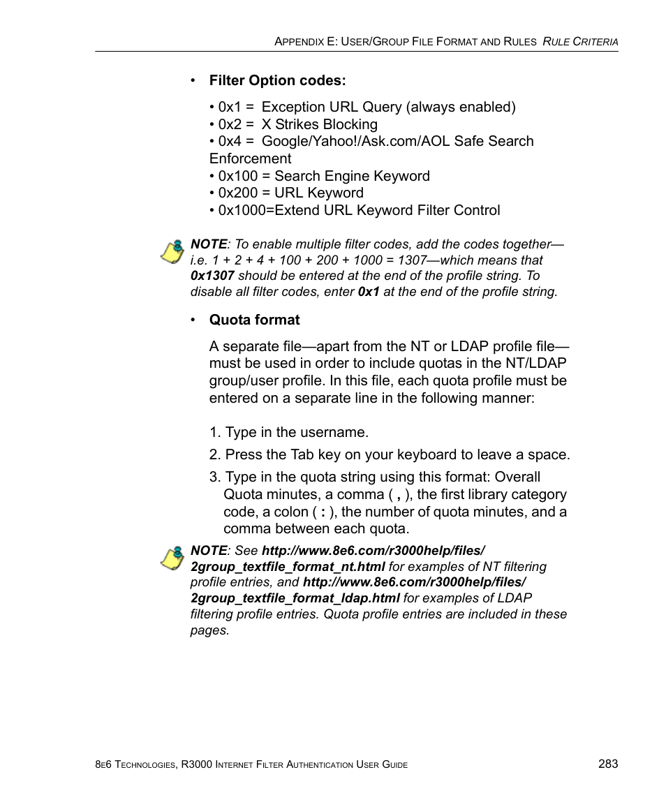 8e6 Technologies Enterprise Filter Authentication R3000 User Manual | Page 297 / 333