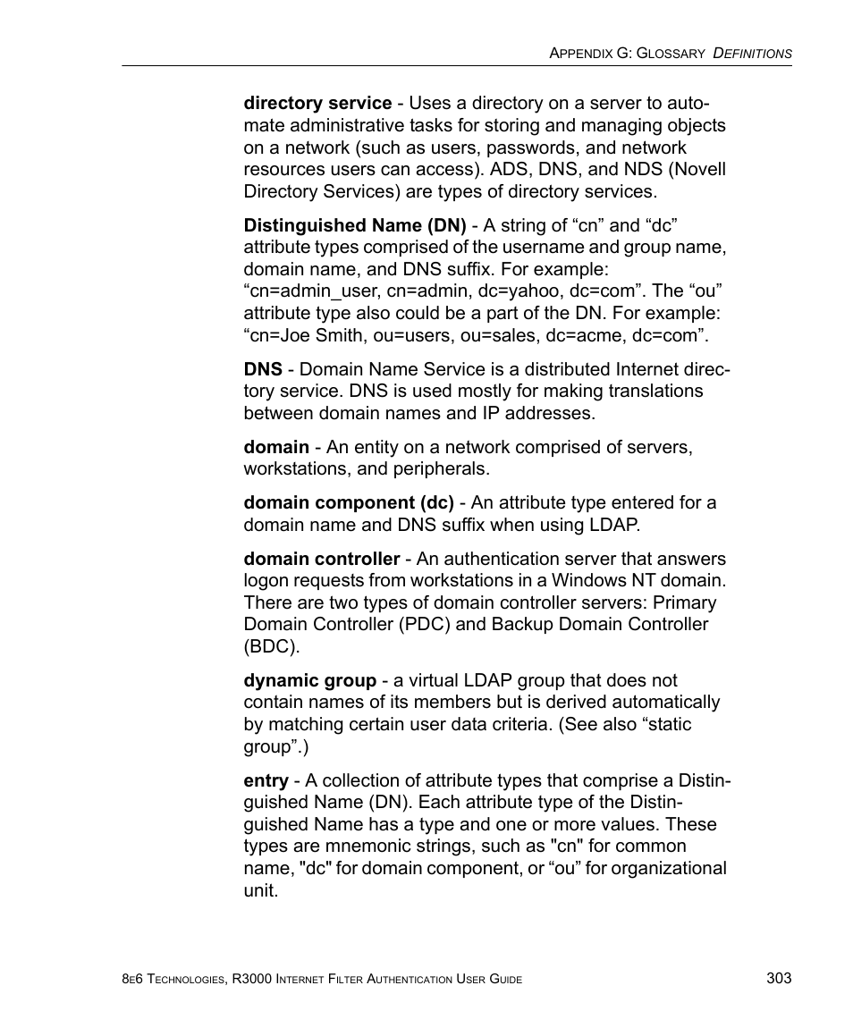 8e6 Technologies Enterprise Filter Authentication R3000 User Manual | Page 317 / 333