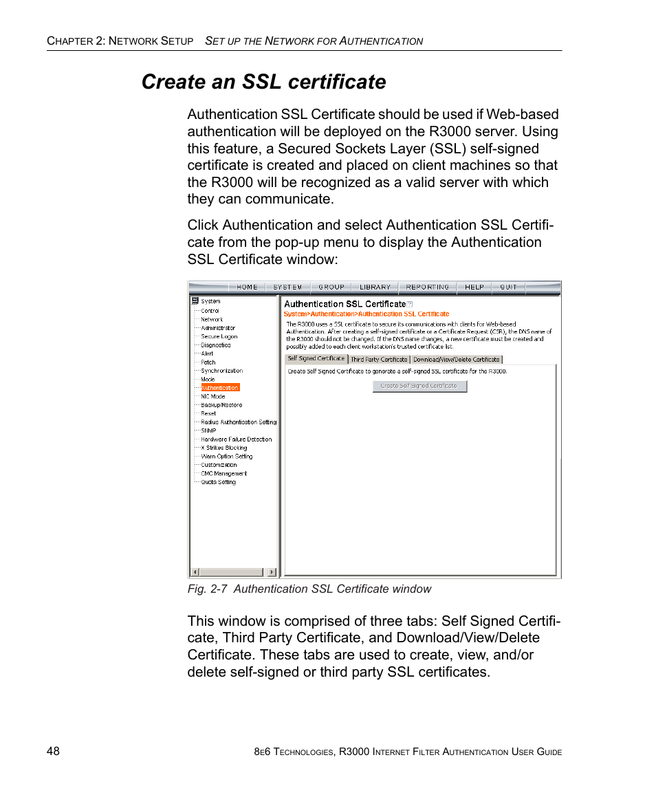 Create an ssl certificate | 8e6 Technologies Enterprise Filter Authentication R3000 User Manual | Page 62 / 333