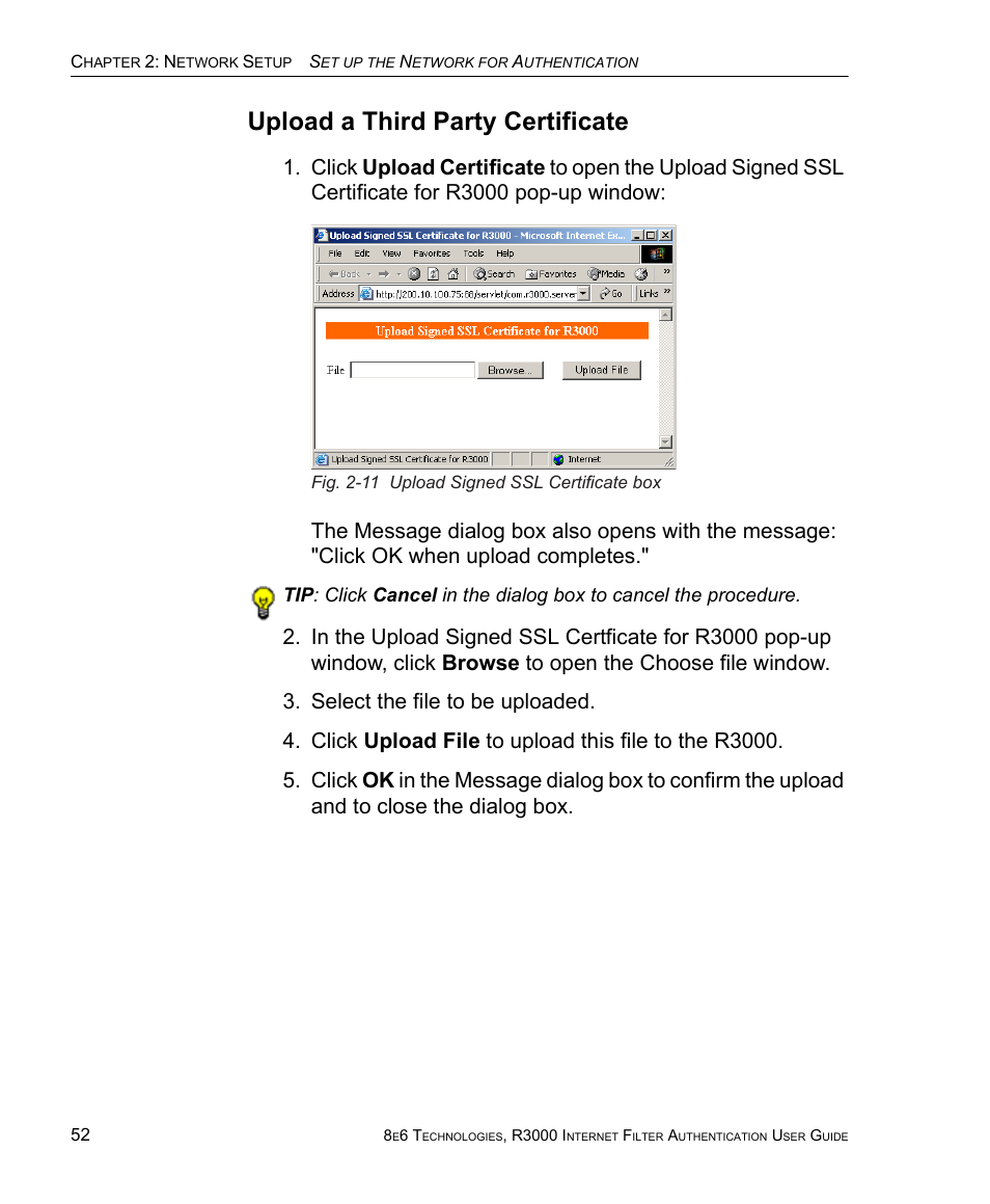 Upload a third party certificate | 8e6 Technologies Enterprise Filter Authentication R3000 User Manual | Page 66 / 333