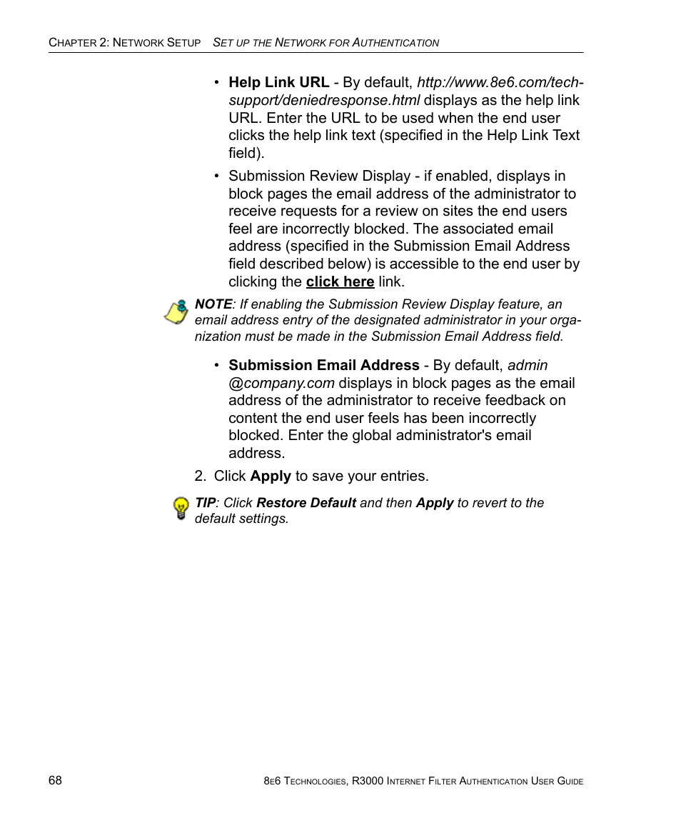 8e6 Technologies Enterprise Filter Authentication R3000 User Manual | Page 82 / 333