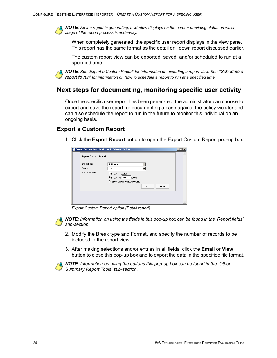 Export a custom report | 8e6 Technologies Enterprise Reporter ER HL/SL User Manual | Page 28 / 48