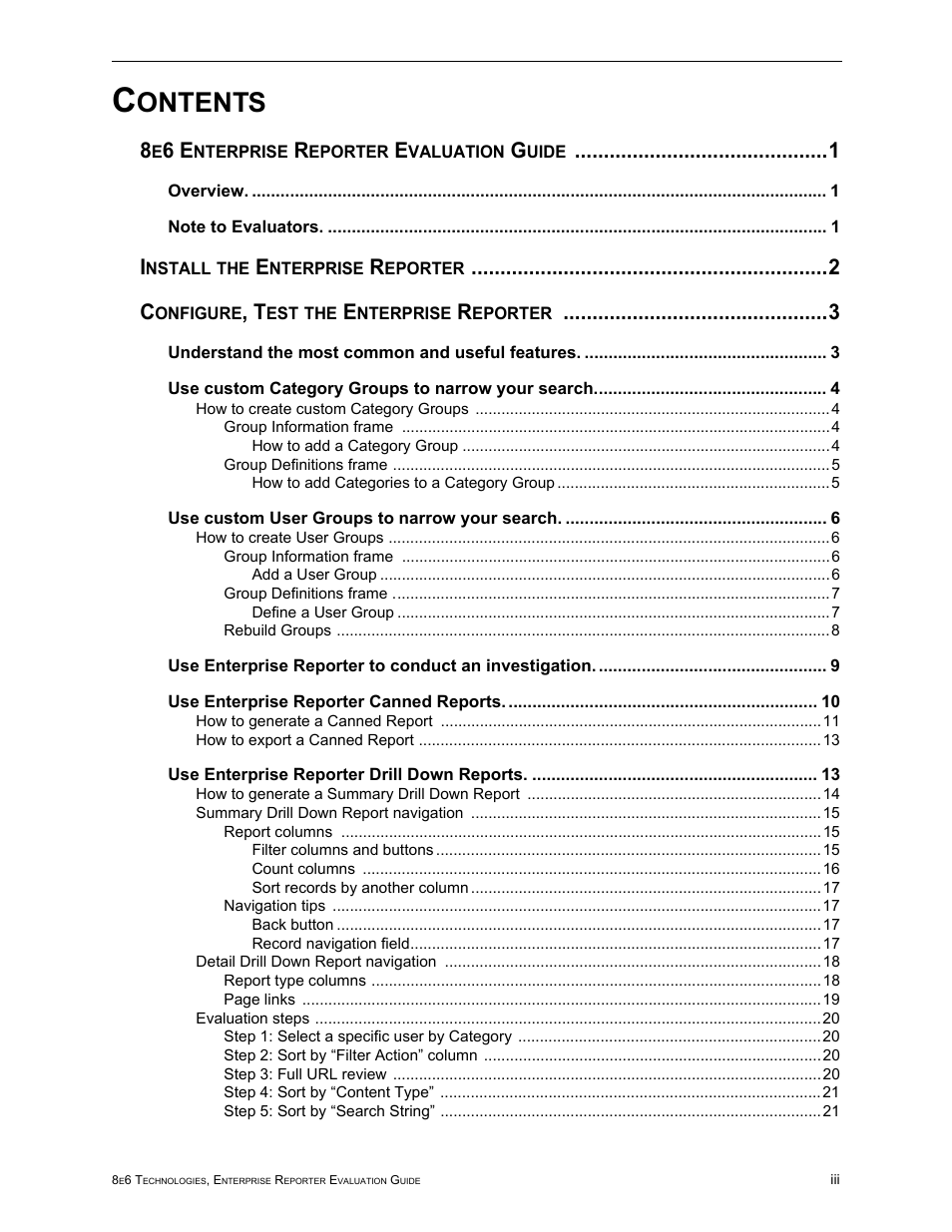 8e6 Technologies Enterprise Reporter ER HL/SL User Manual | Page 3 / 48