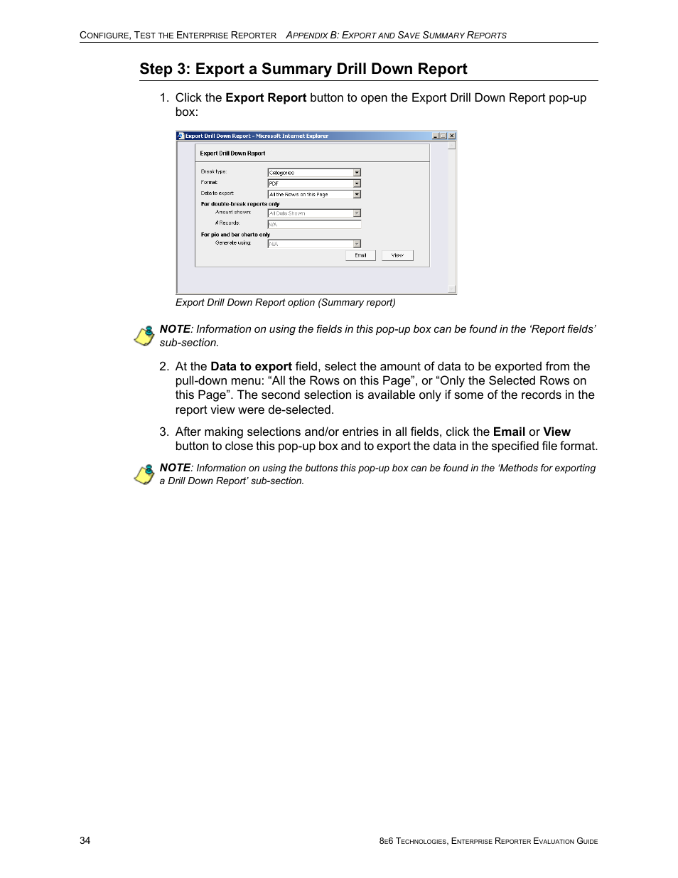 Step 3: export a summary drill down report | 8e6 Technologies Enterprise Reporter ER HL/SL User Manual | Page 38 / 48