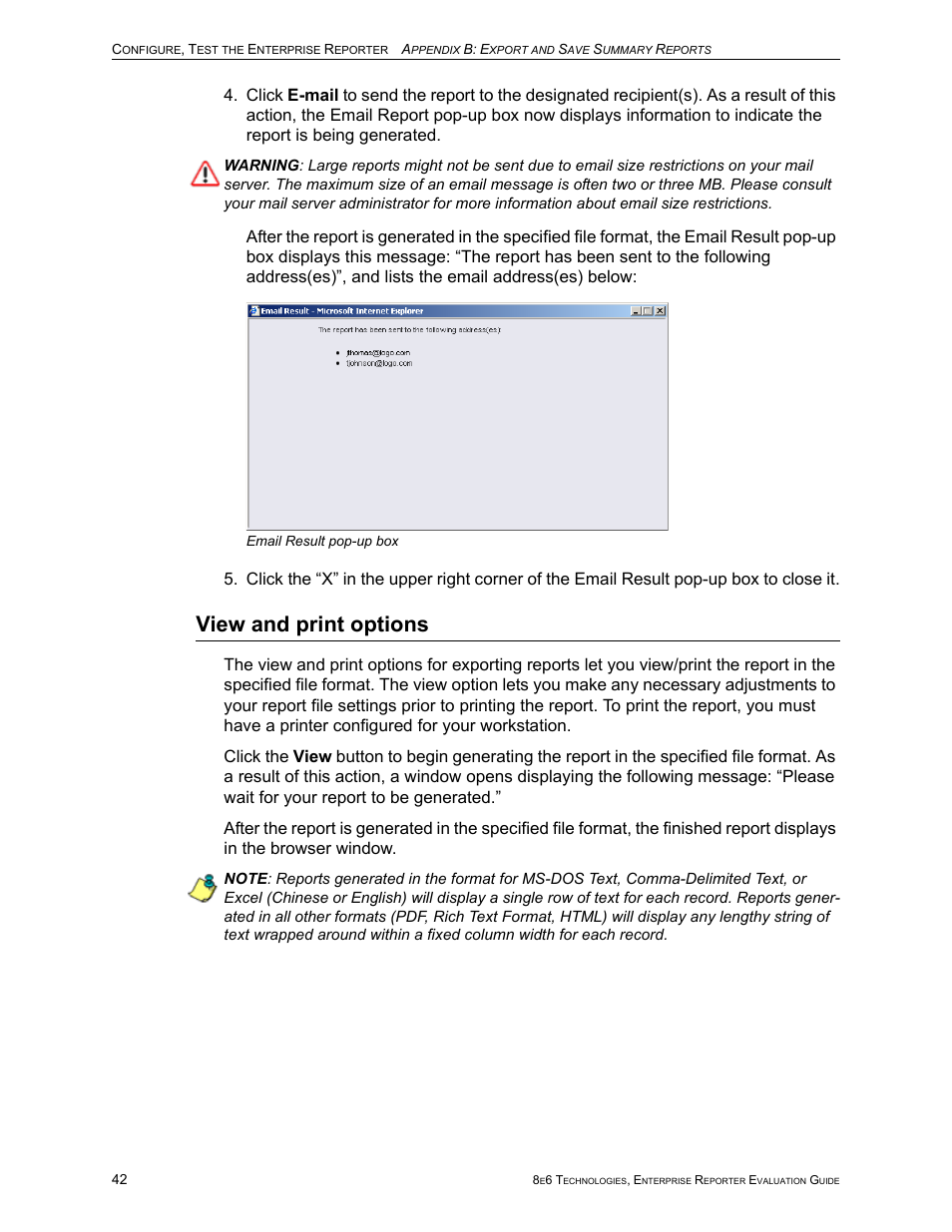 View and print options | 8e6 Technologies Enterprise Reporter ER HL/SL User Manual | Page 46 / 48