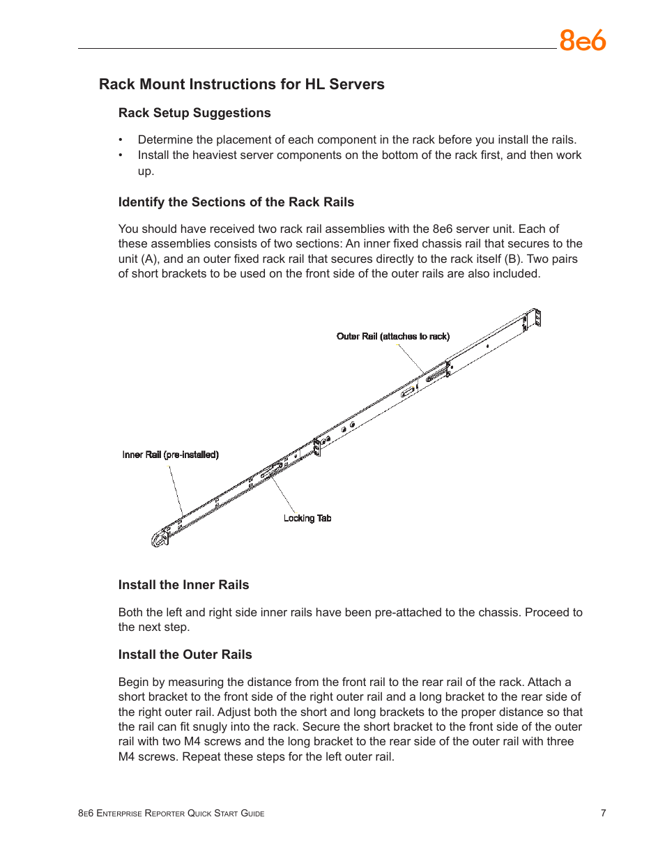 Rack mount instructions for hl servers | 8e6 Technologies Enterprise Reporter SL-002-002 User Manual | Page 11 / 76