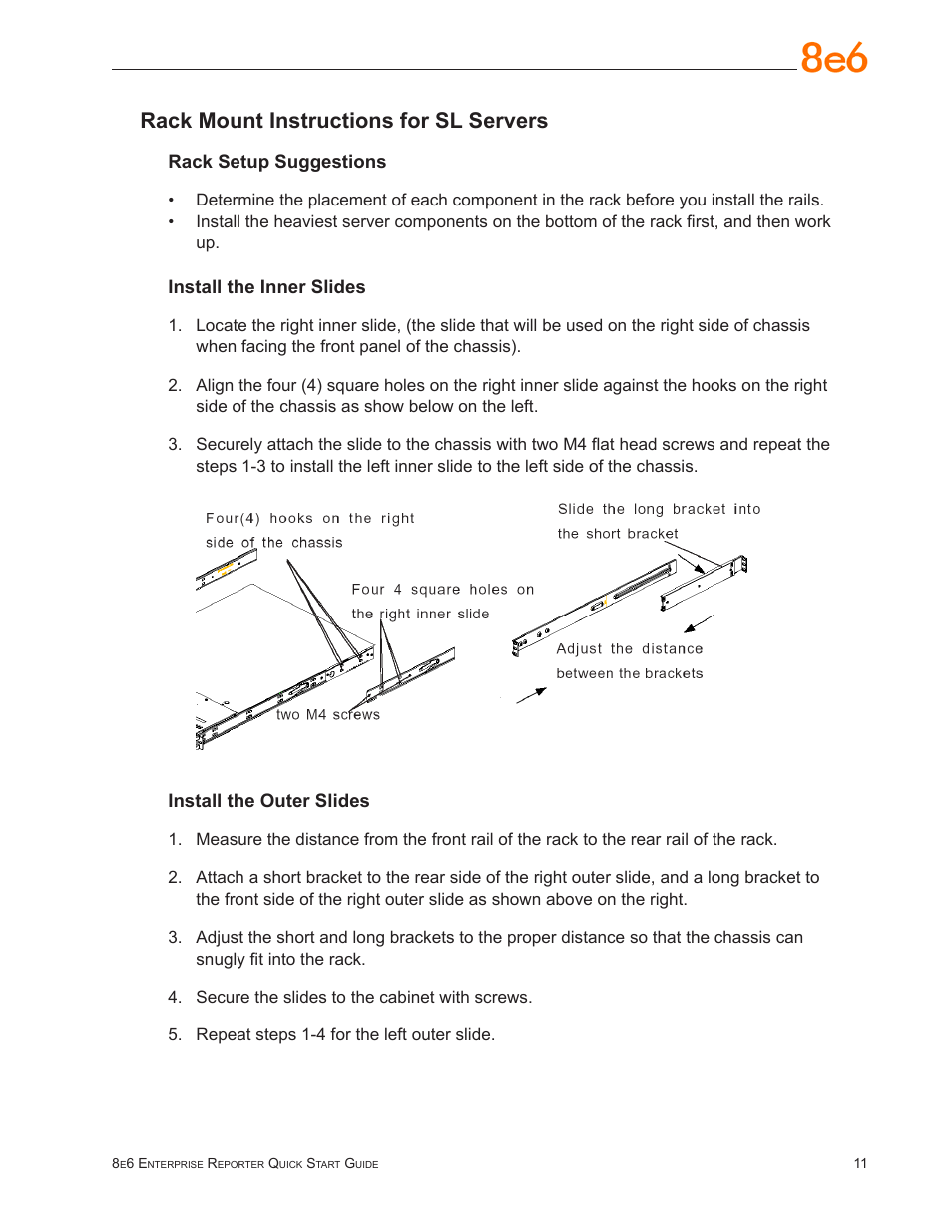 Rack mount instructions for sl servers | 8e6 Technologies Enterprise Reporter SL-002-002 User Manual | Page 15 / 76