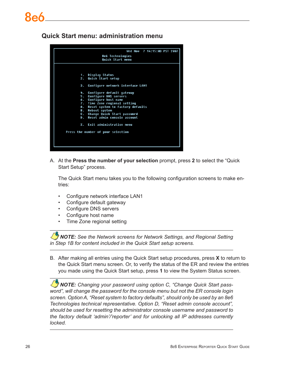 Quick start menu: administration menu | 8e6 Technologies Enterprise Reporter SL-002-002 User Manual | Page 30 / 76