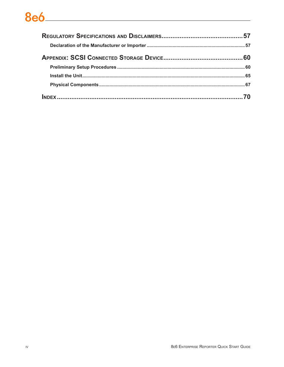 Scsi c | 8e6 Technologies Enterprise Reporter SL-002-002 User Manual | Page 4 / 76