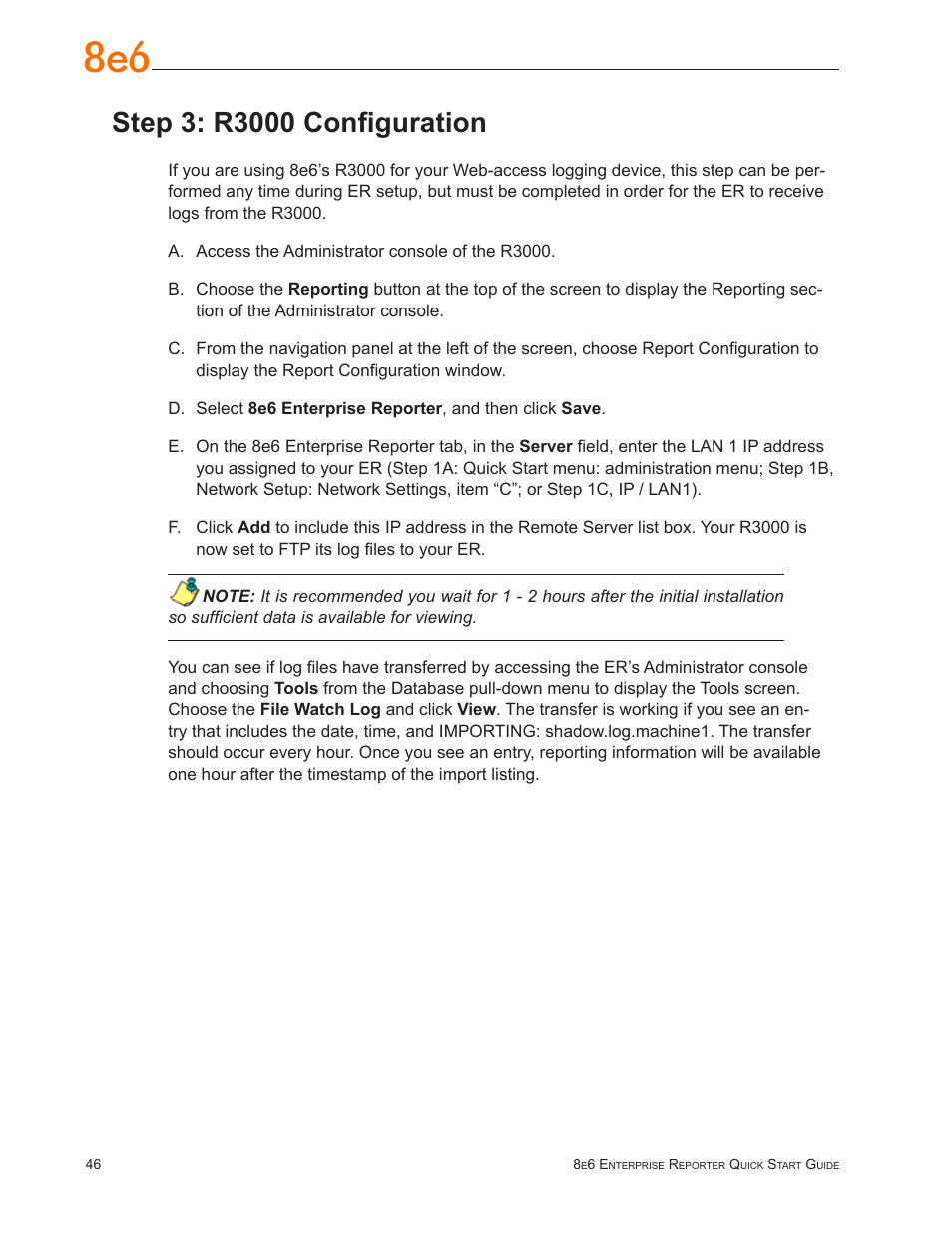 Step 3: r3000 configuration | 8e6 Technologies Enterprise Reporter SL-002-002 User Manual | Page 50 / 76