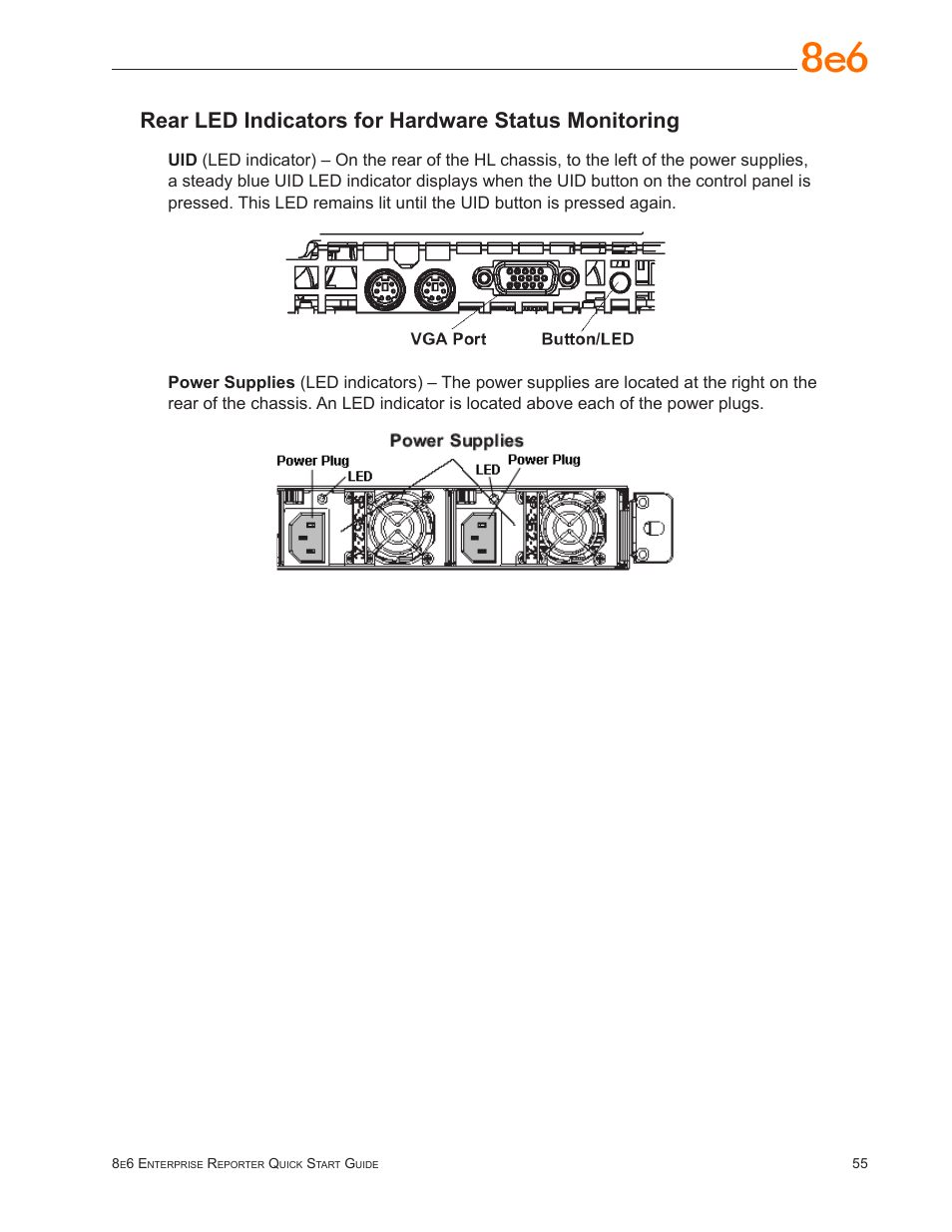 Rear led indicators for hardware status monitoring | 8e6 Technologies Enterprise Reporter SL-002-002 User Manual | Page 59 / 76