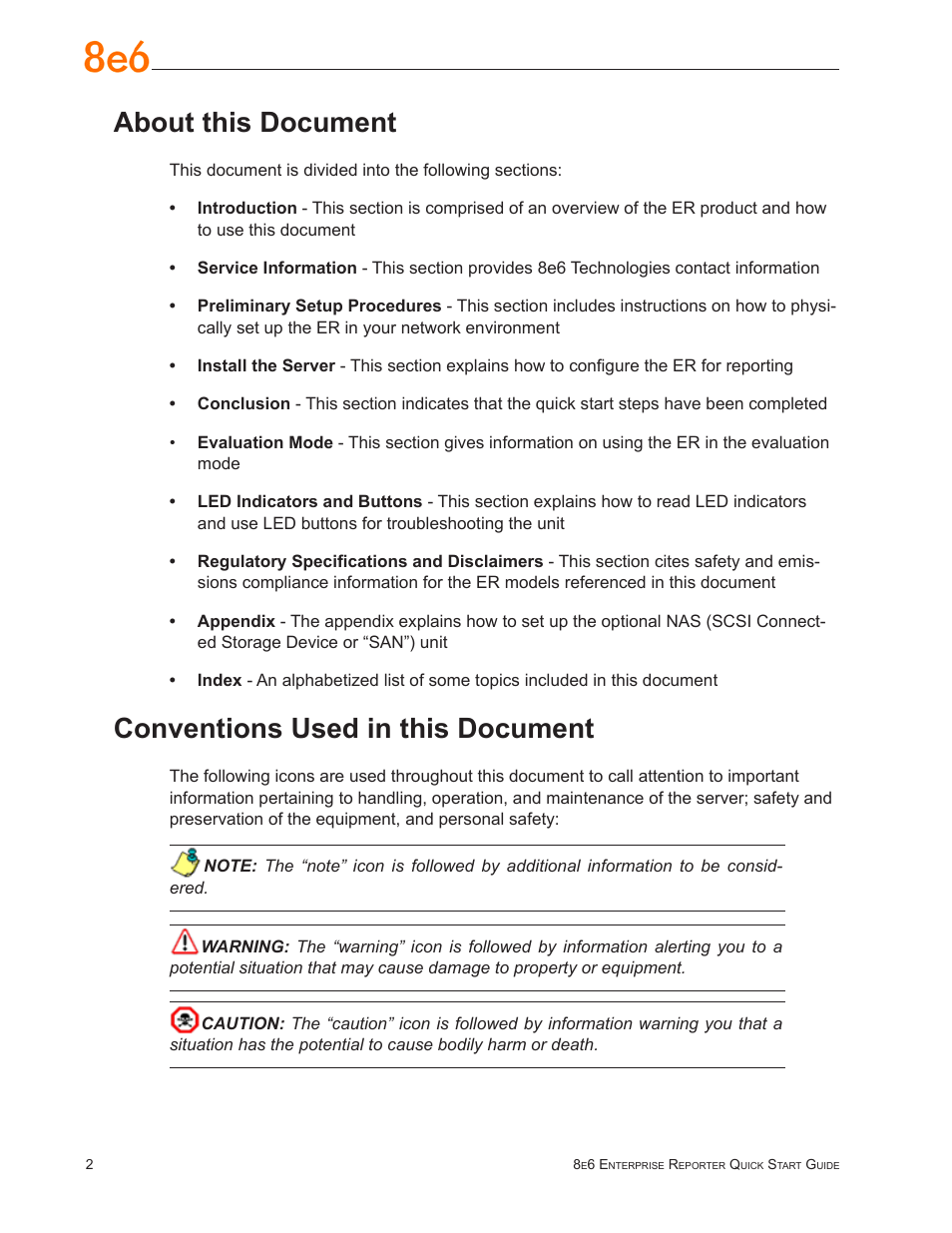 About this document, Conventions used in this document | 8e6 Technologies Enterprise Reporter SL-002-002 User Manual | Page 6 / 76