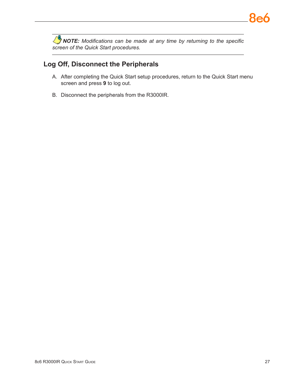 Log off, disconnect the peripherals | 8e6 Technologies Enterprise Filter R3000IR User Manual | Page 31 / 64