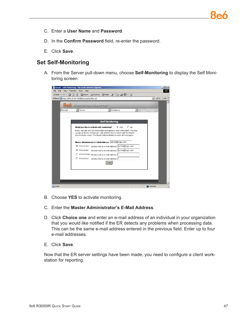 Set self-monitoring | 8e6 Technologies Enterprise Filter R3000IR User Manual | Page 51 / 64