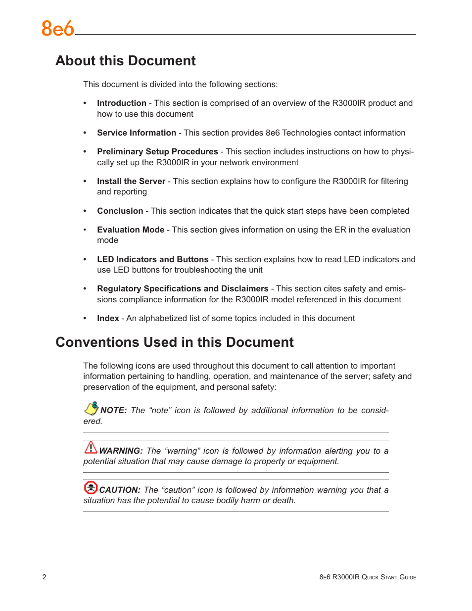 About this document, Conventions used in this document | 8e6 Technologies Enterprise Filter R3000IR User Manual | Page 6 / 64