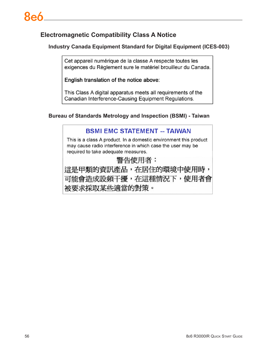 Electromagnetic compatibility class a notice | 8e6 Technologies Enterprise Filter R3000IR User Manual | Page 60 / 64