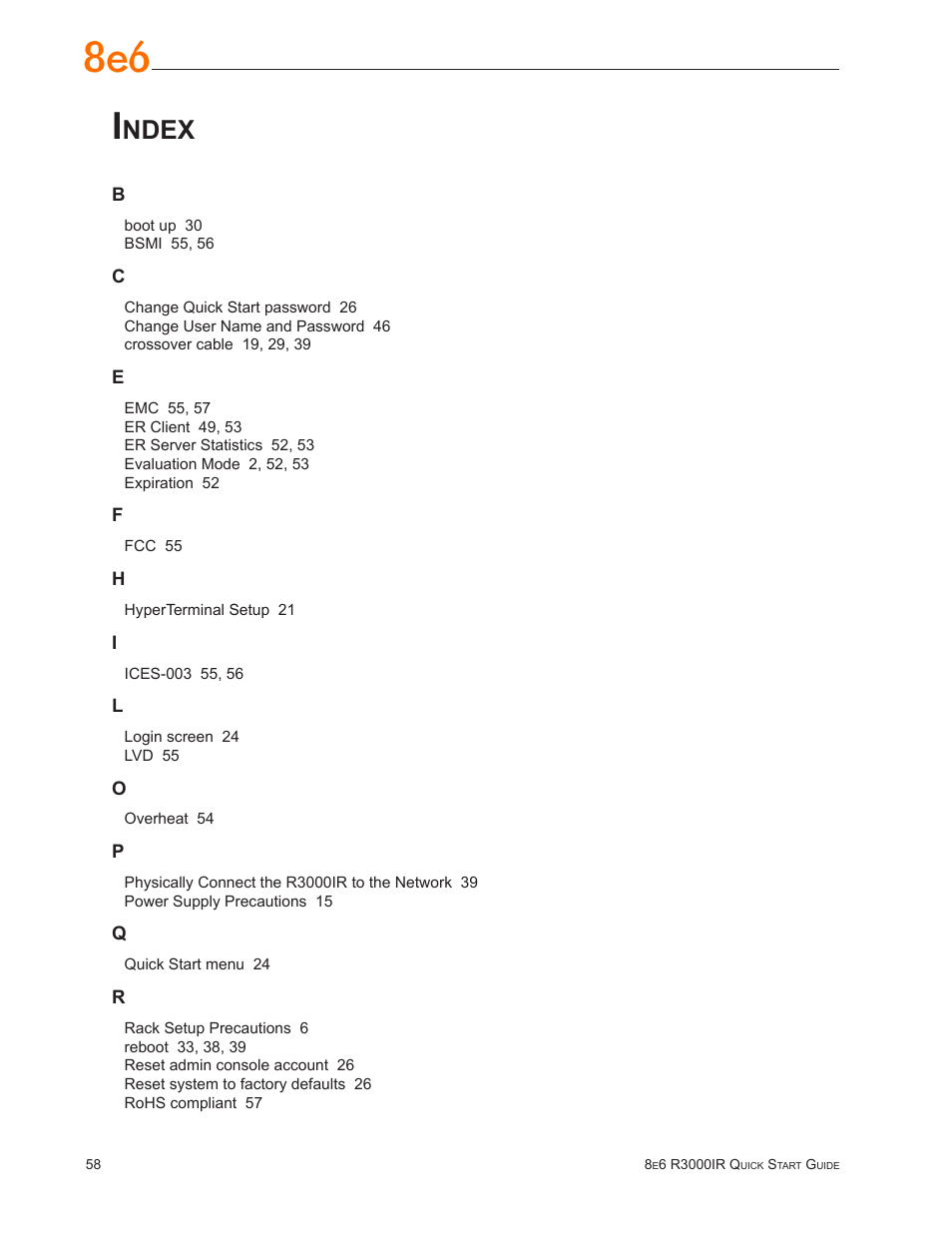 Index, Ndex | 8e6 Technologies Enterprise Filter R3000IR User Manual | Page 62 / 64